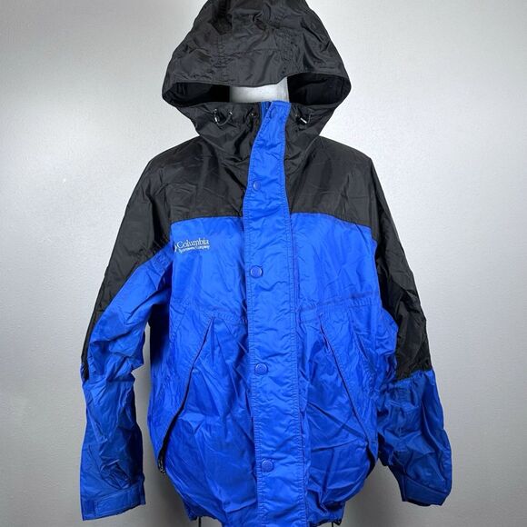Columbia Lightweight Packable Rain Jacket Men's Large Windbreaker Hooded Blue - Picture 1 of 16